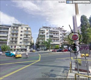 Σύγκρουση Φ.Ι.Χ. με ΤΑΞΙ σε διασταύρωση με φωτεινούς σηματοδότες & STOP